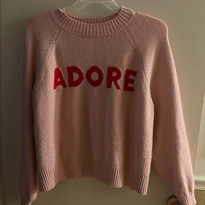 Old Navy Pink Crew Neck Sweater with Red Logo